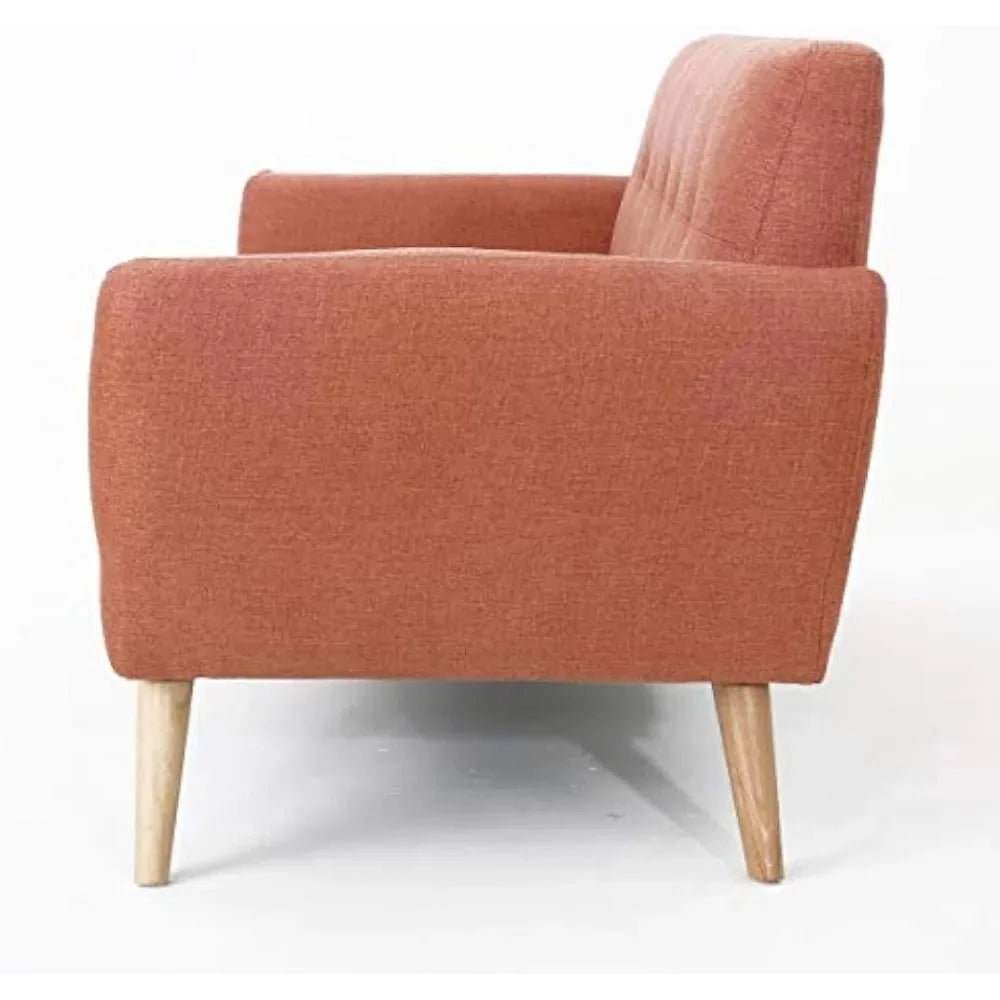 Mid-Century Modern Petite Fabric Sofa Burnt Orange R57644