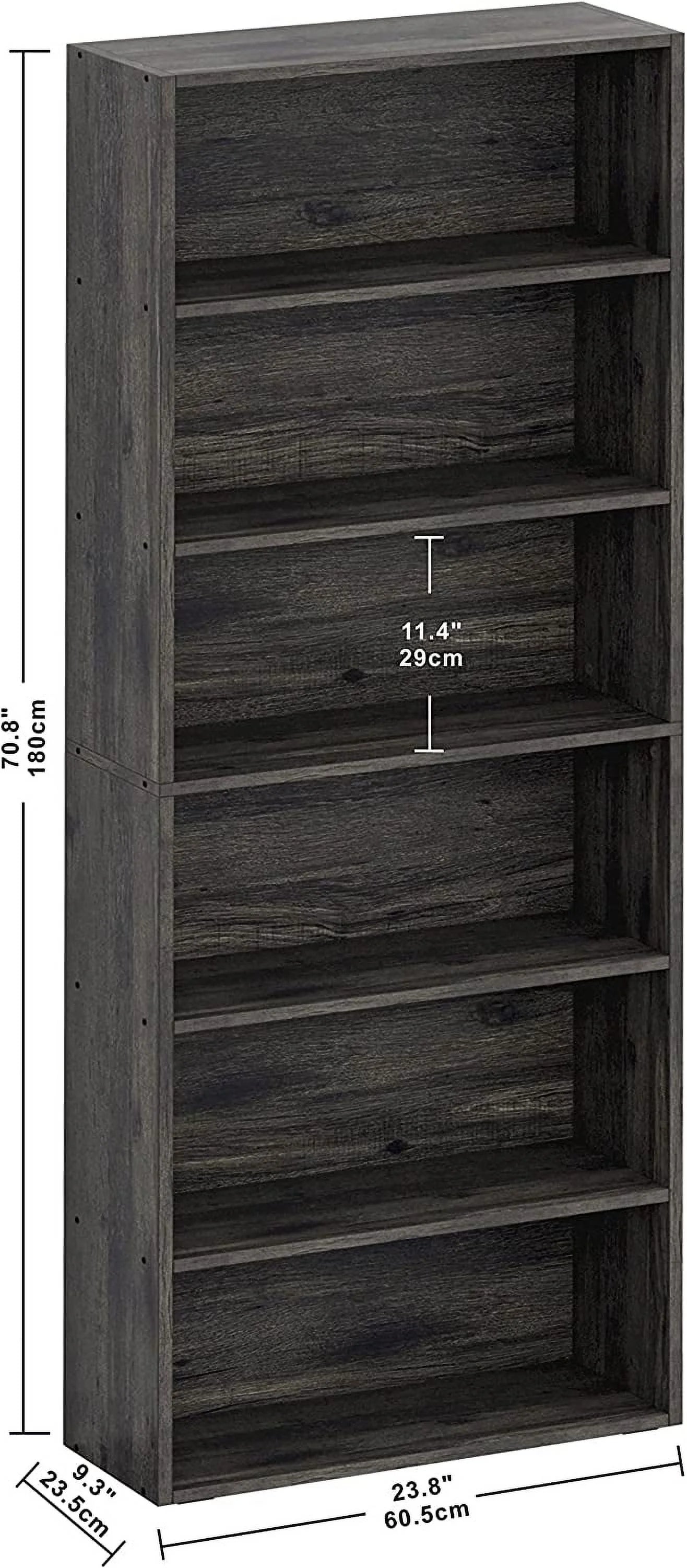 Bookshelves Floor Standing 6 Tier Display Storage Shelves 70in Tall for Home Office Living Room Bedroom H7502
