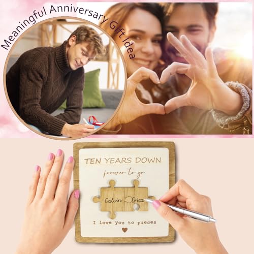 Personalized Wooden Plaque with Engraved Puzzle Pieces for Couples W463127