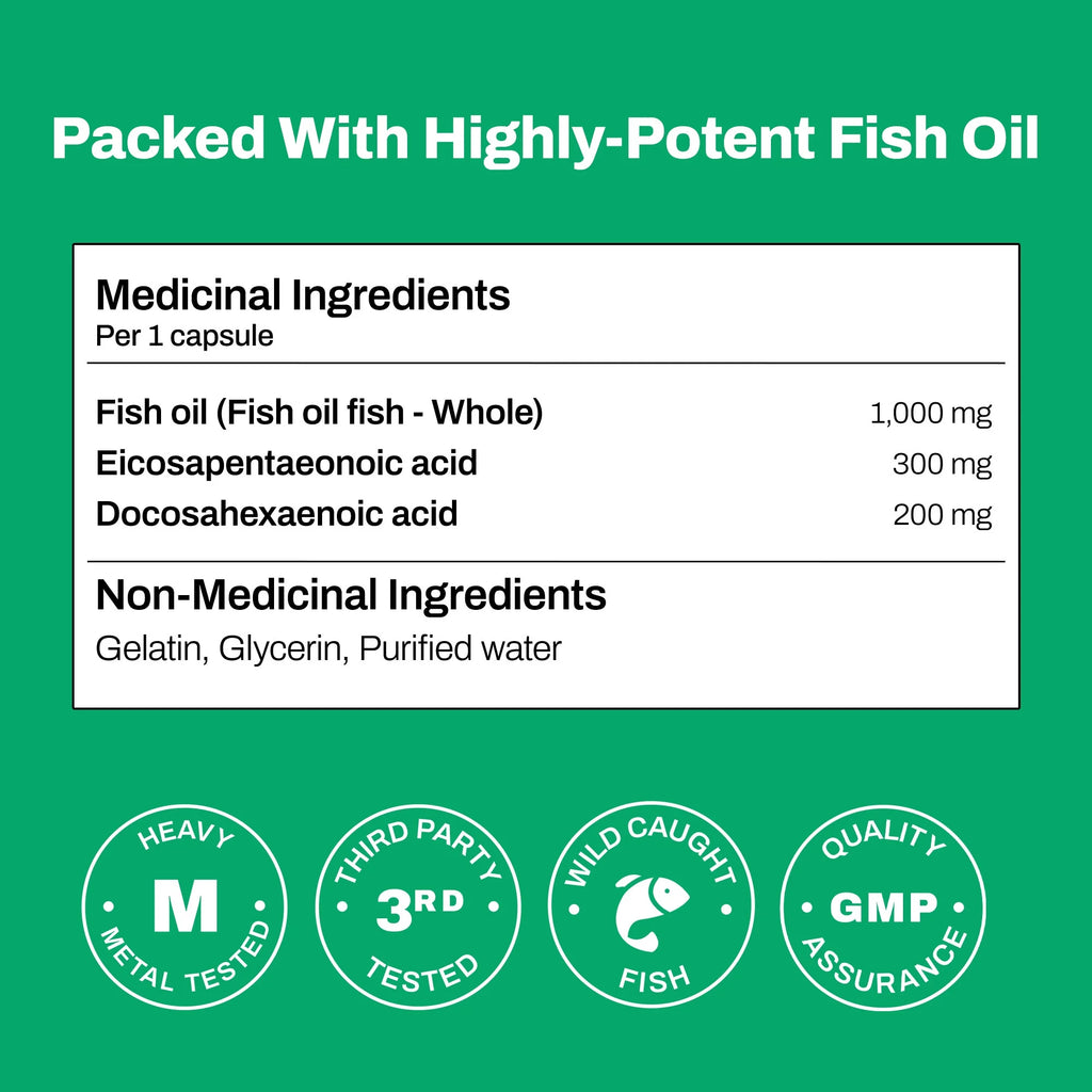 Omega 3 Fish Oil Supplement, 3000mg, 120 Softgels W674
