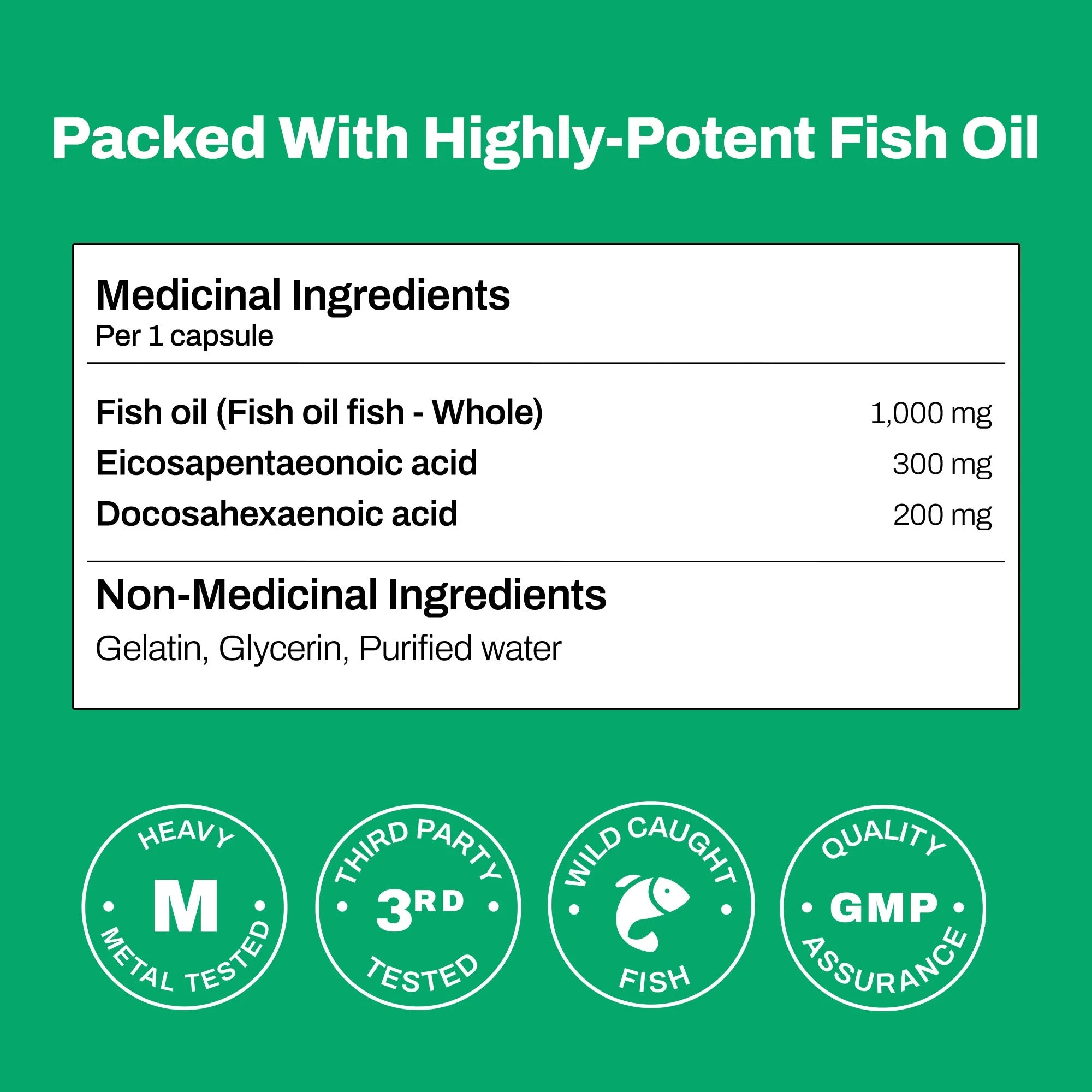 Omega 3 Fish Oil Supplement, 3000mg, 120 Softgels W674