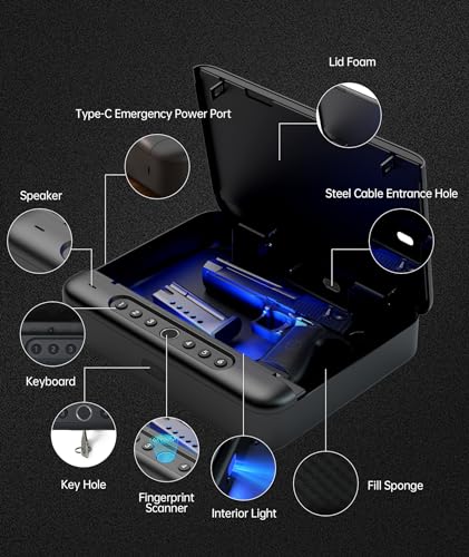 Biometric Gun Safe for Handgun with Fingerprint or Keypad Access R509875