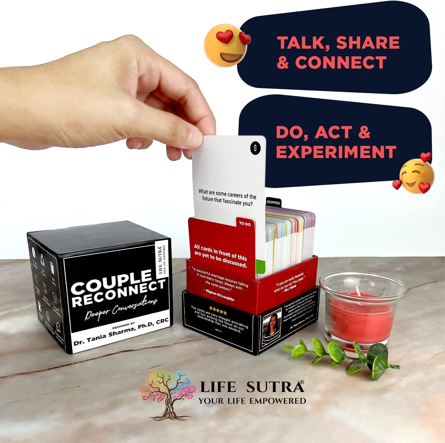 Couple Reconnect Game - 200 Conversation Cards for Married Couples J958
