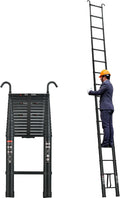 Telescoping Ladder 20FT Compact Extension Ladder with 2 Detachable Roof Hooks Aluminum Lightweight Collapsible Ladder for Home, RV Heavy Duty 330lbs Max Capacity