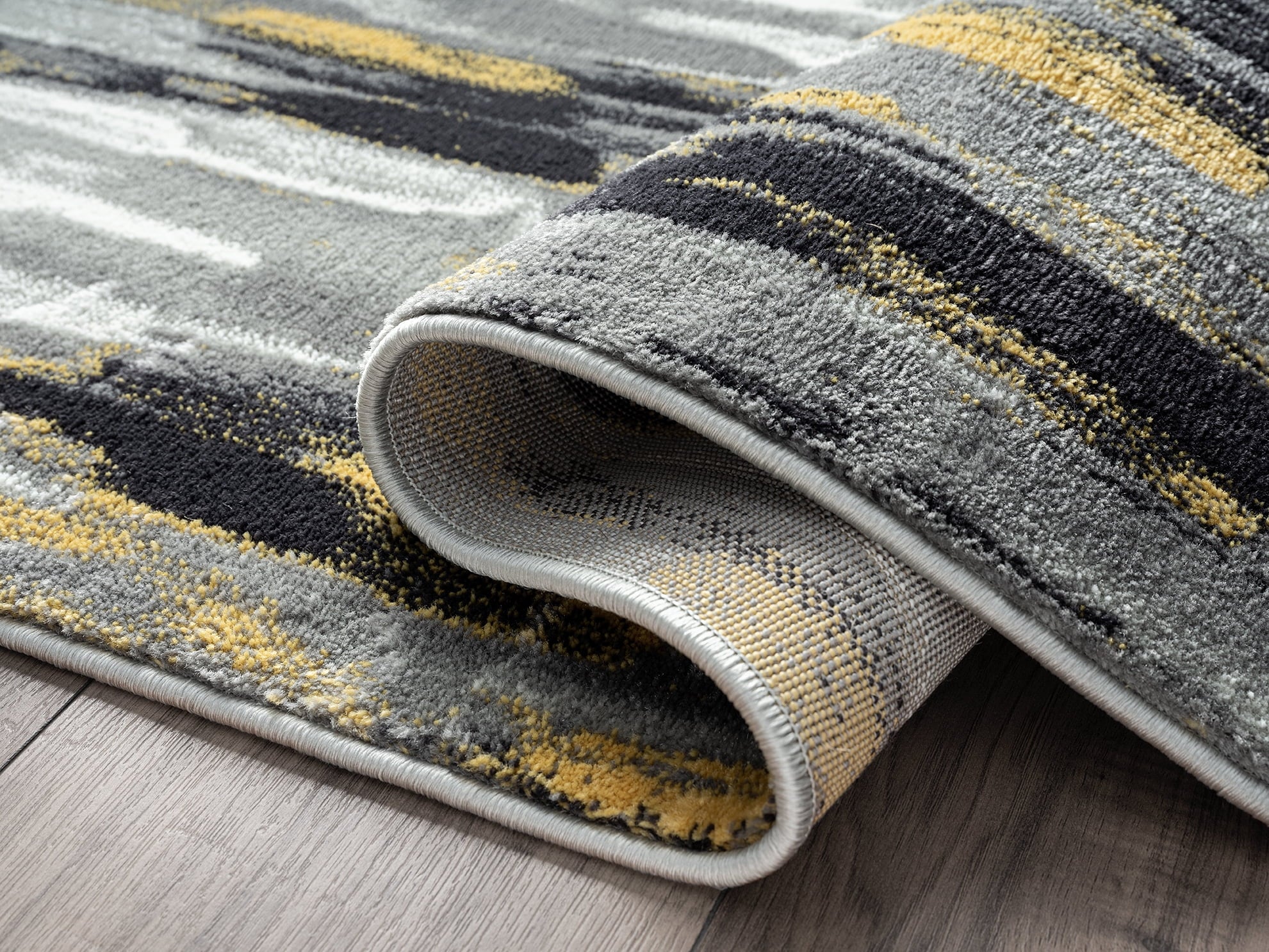 Mid Century Modern Area Rug 6 x 9 Grey Yellow O308