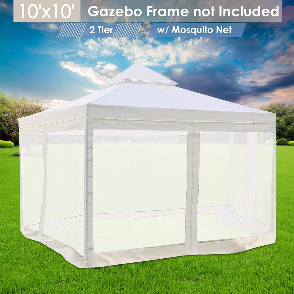 10'x10' Gazebo Top Replacement Mesh Net for 2 Tier Outdoor Canopy A9082