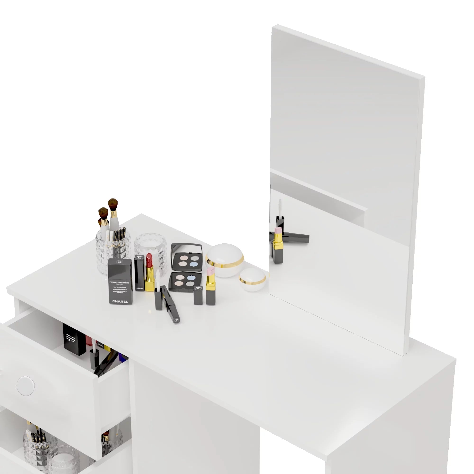 Modern Vanity Table with 3 Drawers and Mirror D499628