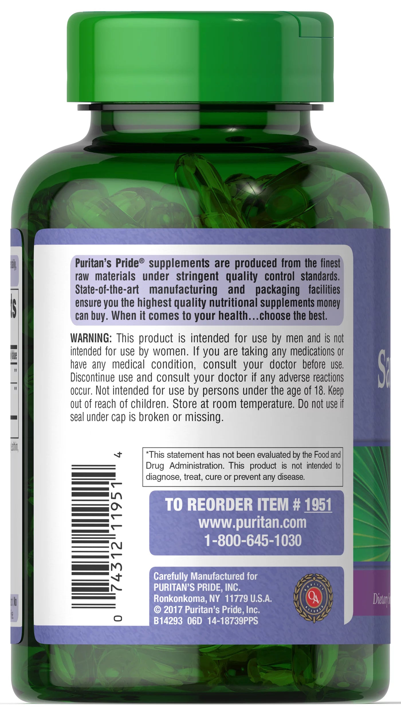 Saw Palmetto Extract 180 Softgels C150544