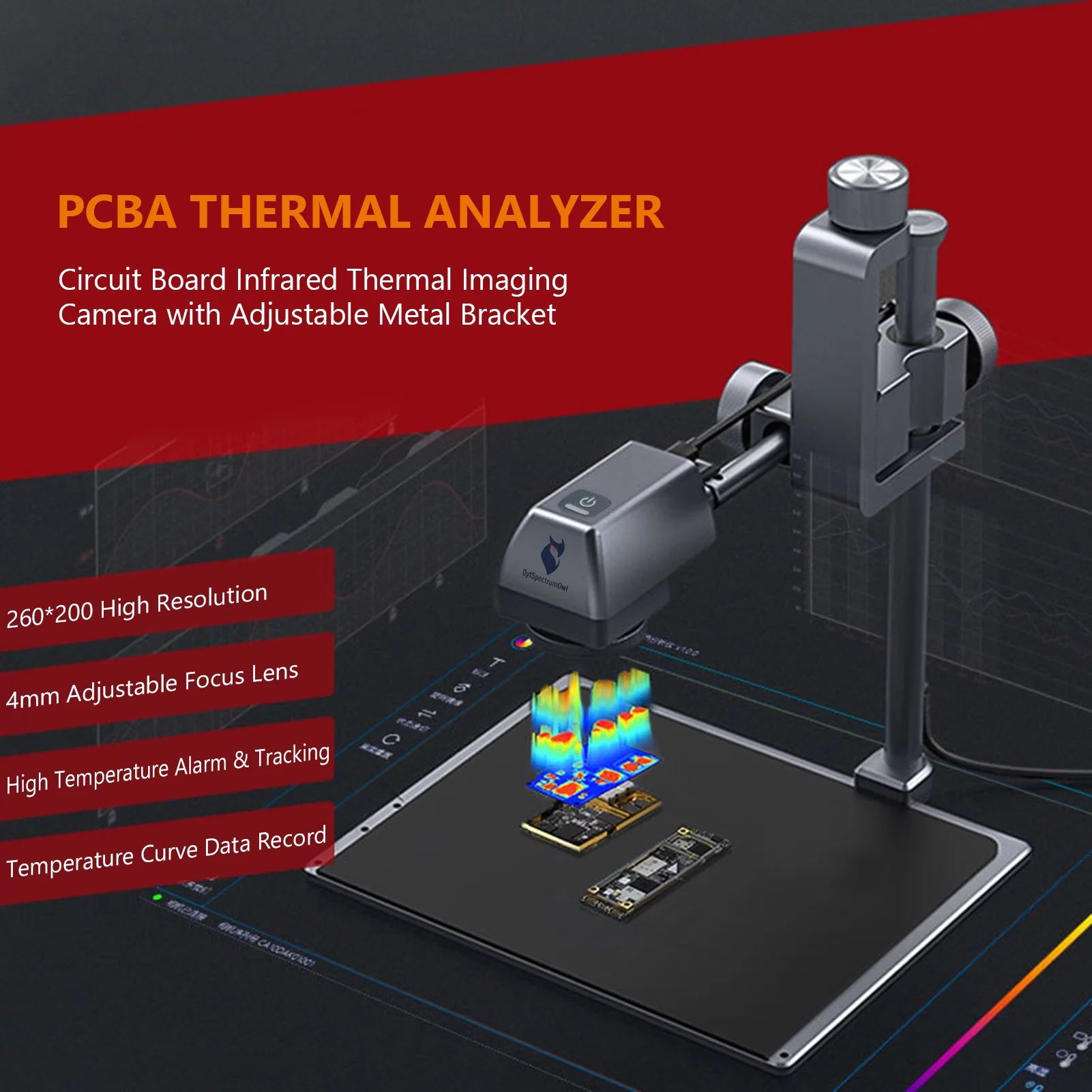 PCBA Thermal Analyzer 260x200 Circuit Board Infrared Thermal Imaging with Adjustable Metal Bracket C7043