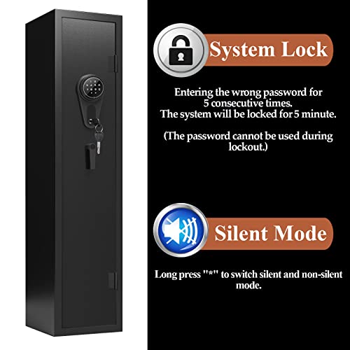 Gun Safe for Rifles and Pistols with Removable Shelf and Lockbox A649
