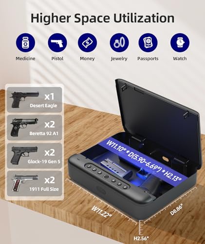 Biometric Gun Safe for Handgun with Fingerprint or Keypad Access R509875