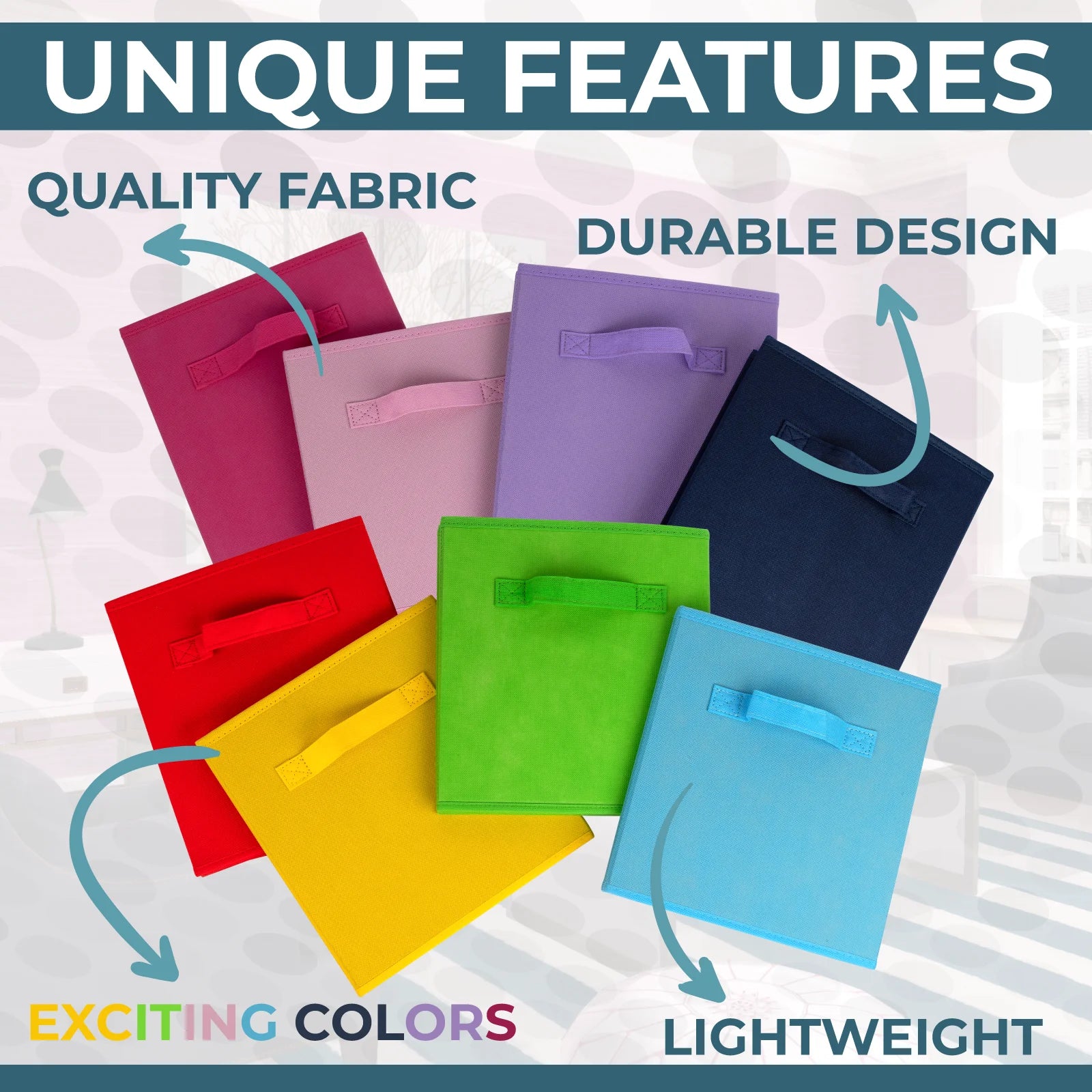 11 inch cube storage bins 8-pack, colorful kids toy organizer H60753