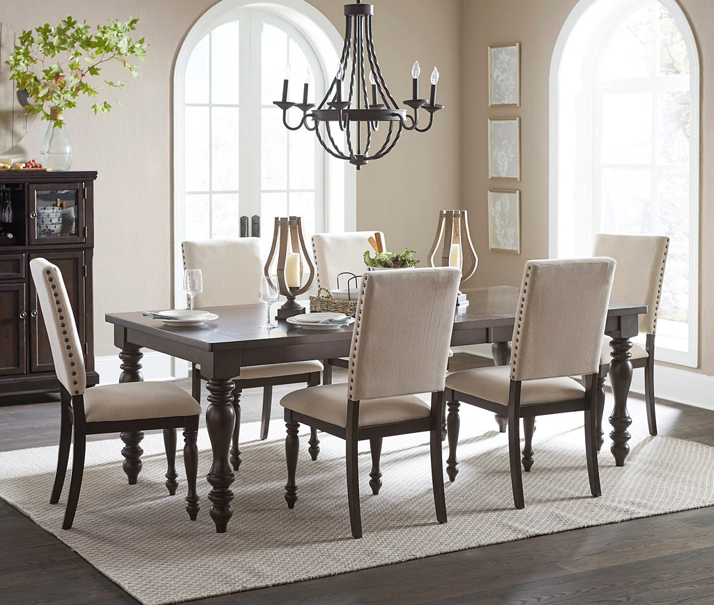 Grayish Brown Finish Dining Table with Draw Leaf O6624