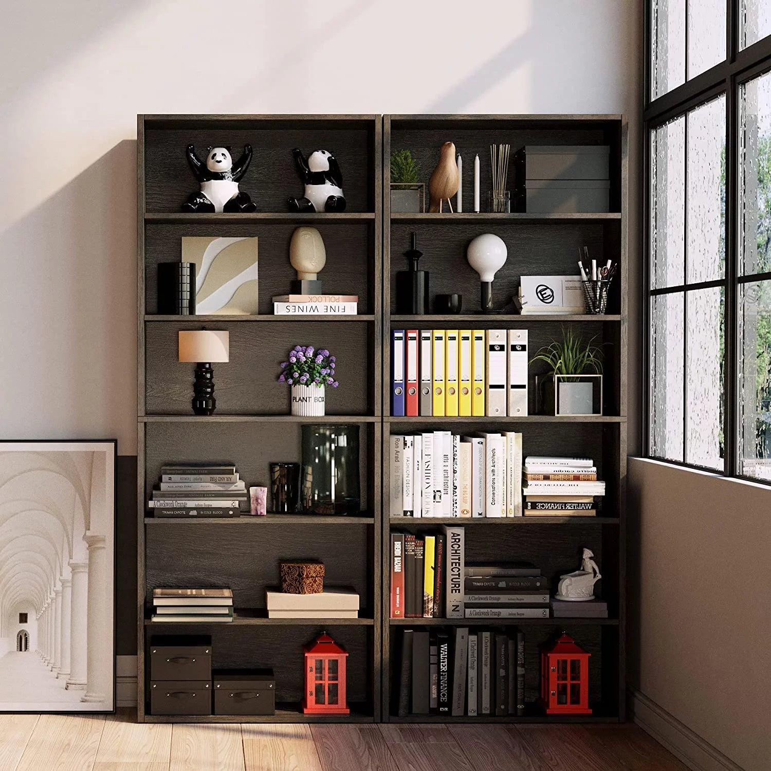 Bookshelves Floor Standing 6 Tier Display Storage Shelves 70in Tall for Home Office Living Room Bedroom H7502