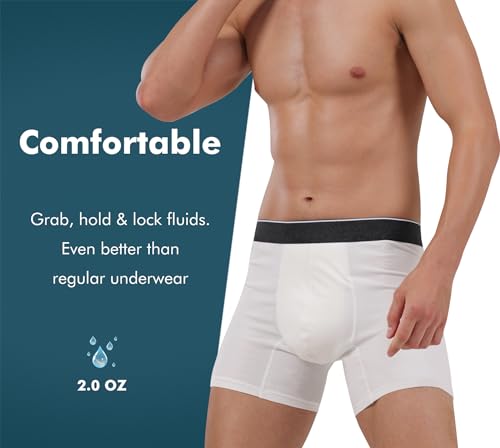 Men's Washable Incontinence Cotton Boxer Briefs, 6" Inseam, Black U817