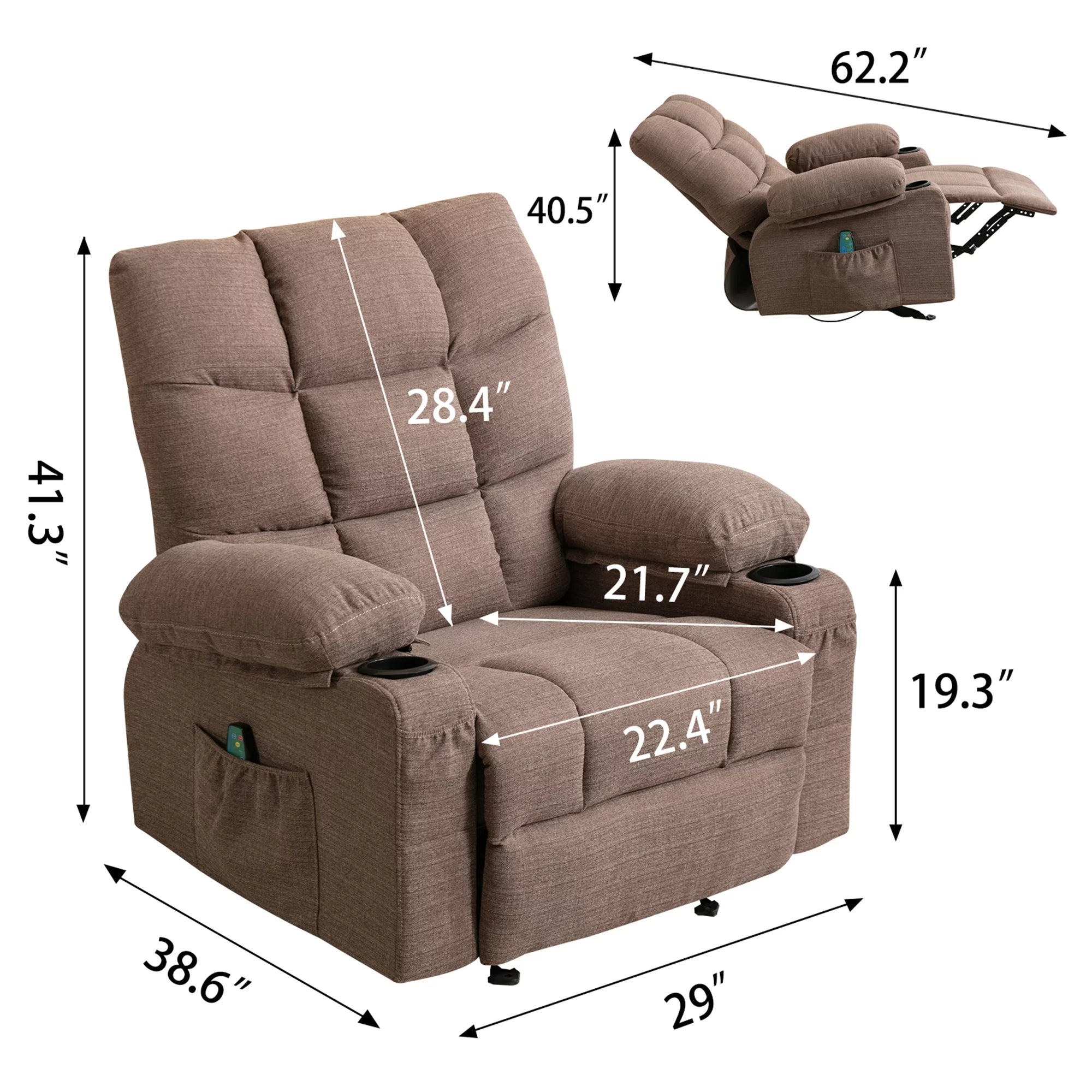 Manual Rocking Recliner Chair with Cup Holders and USB Ports Y84148