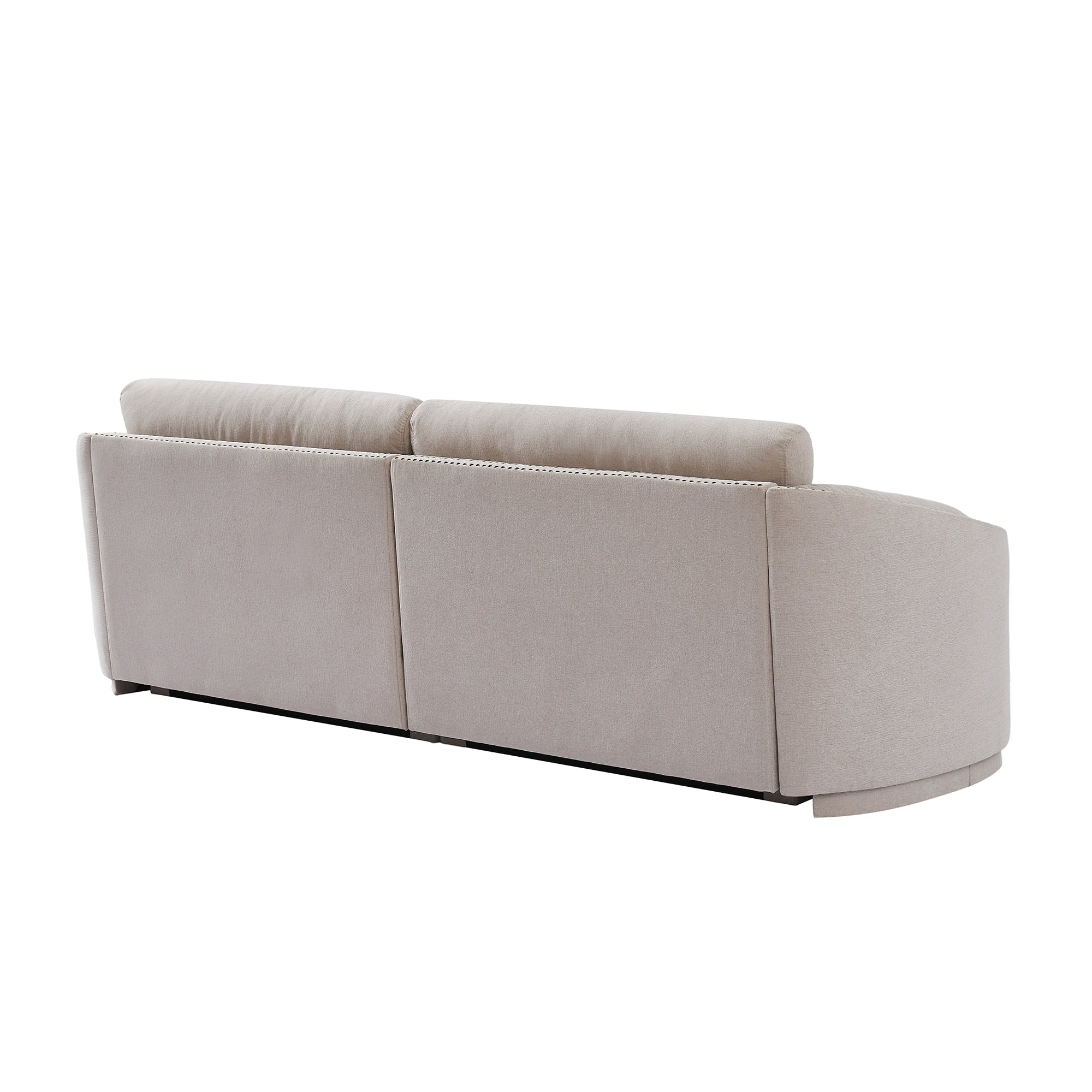 Upholstered 3-Seater Sofa Couch with Semilunar Arm, Beige M669