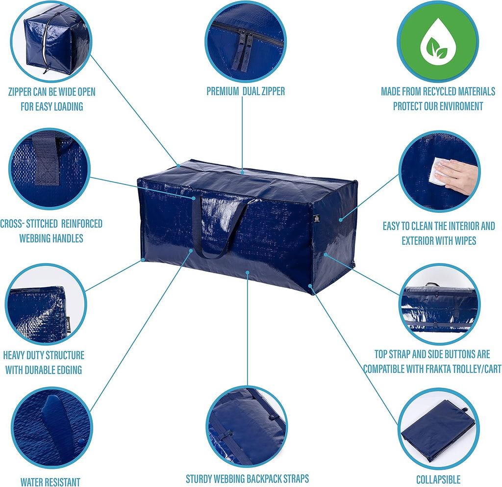 12 Pack Heavy-Duty Moving Bags with Backpack Straps and Label Pocket B7764