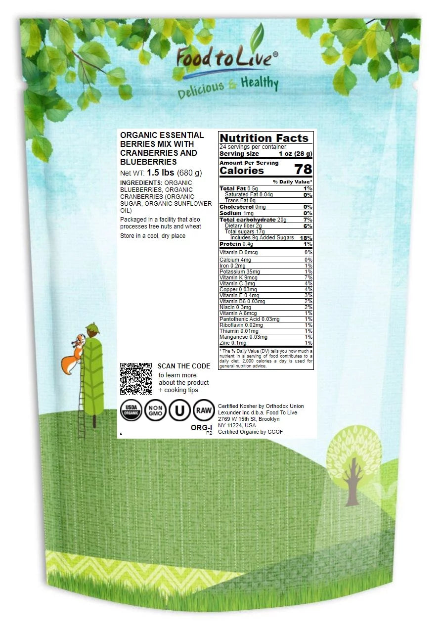 Organic Dried Berries Mix, 1.5 Pounds, Non-GMO, Unsulfured M297