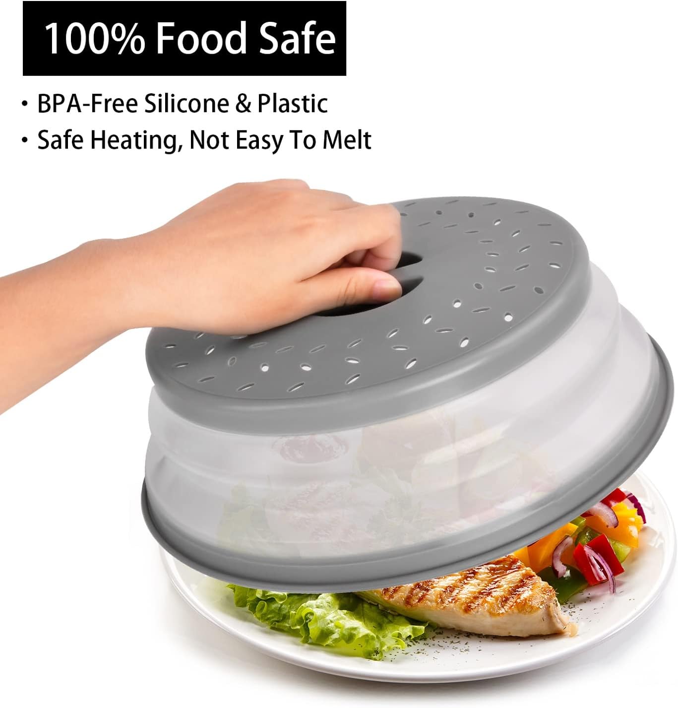 Microwave Splatter Cover, Vented Collapsible with Handle, BPA-Free, 10.5 inch U2348
