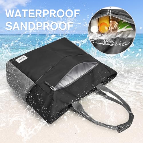 Waterproof Sandproof Beach Tote Bag, Large Capacity Foldable H350943