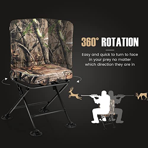 Hunting Chair, 360 Degree Swivel with Padded Cushion, Portable Folding for Blind, Fishing, Camping M6899