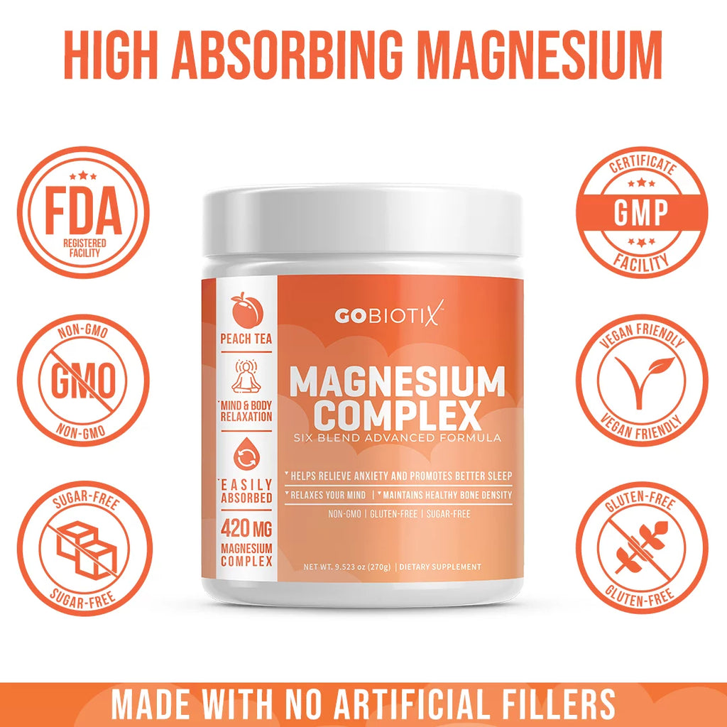 Magnesium Complex Powder Supplement for Sleep, Stress Relief, Muscle Relaxation S894