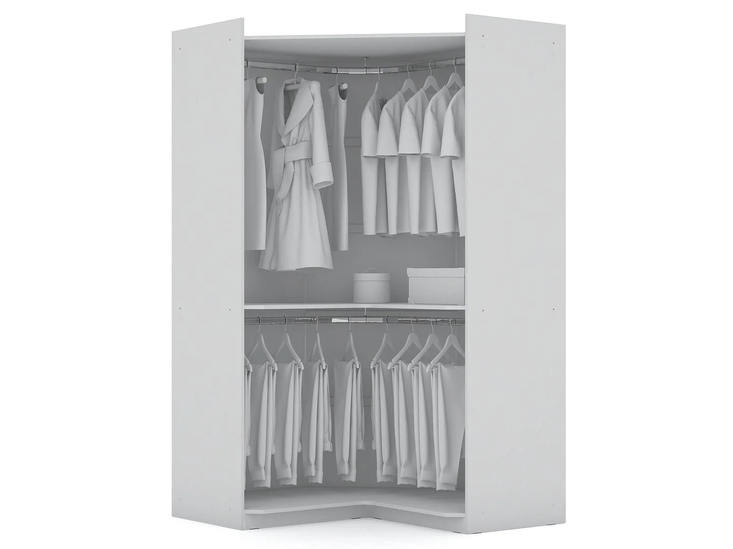 Modern Corner Wardrobe Closet with 2 Drawers U593