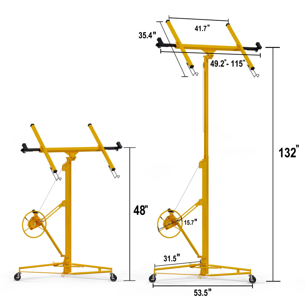 Drywall Rolling Lifter Panel, 150lb Capacity, Steel Telescopic Arm K5587