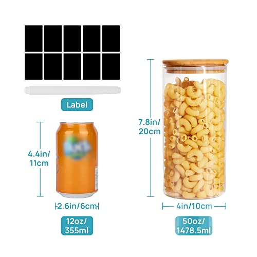 Set of 3 Glass Food Storage Jars with Airtight Bamboo Lids I5441
