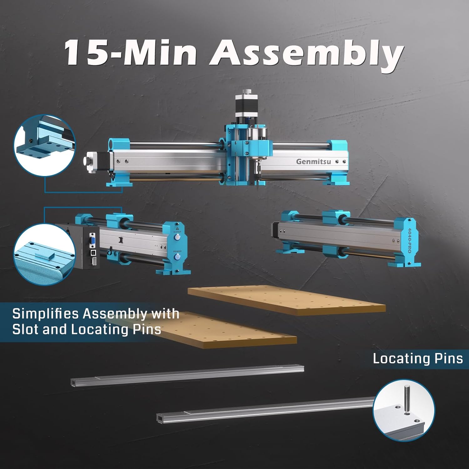 CNC Router Machine for Woodworking Metal Acrylic Cutting, 3 Axis Engraving, 400 x 400 x 78mm Working Area A755