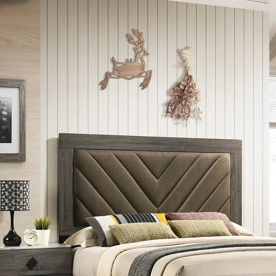 Queen Size Bed with 2 Nightstands, Gray Wooden Bedroom Set L152913