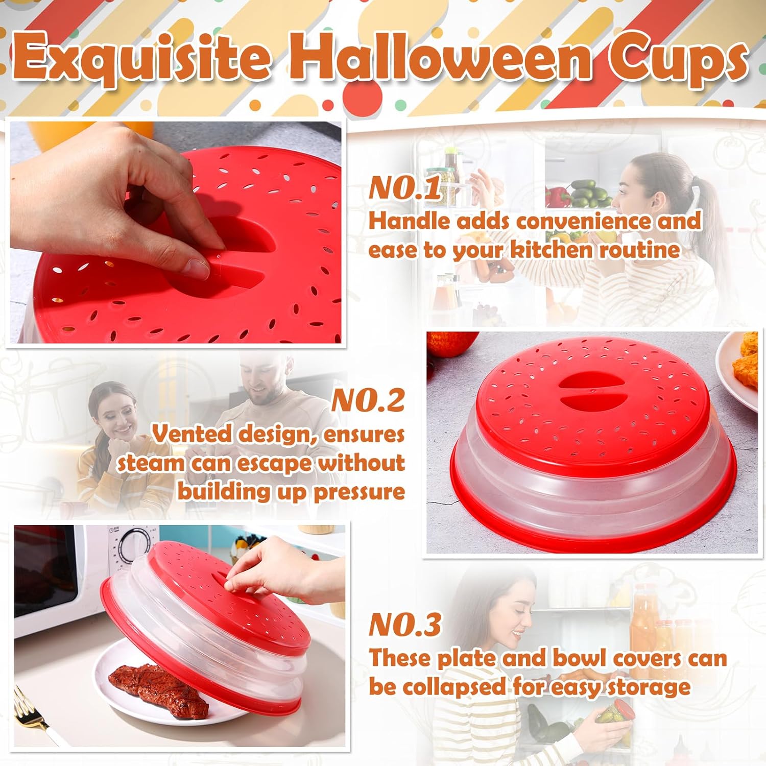 Collapsible Microwave Splatter Cover, 3 Sizes, BPA Free I8583