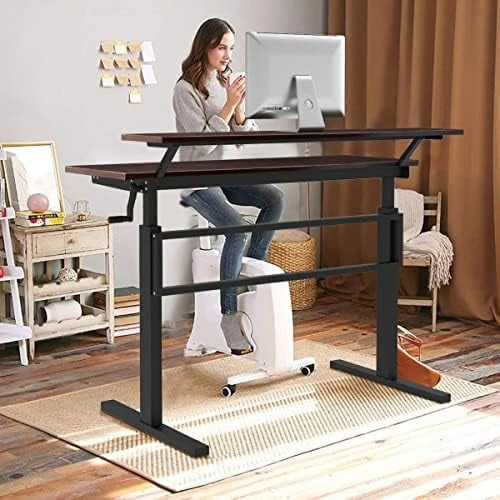 Standing Desk 2-Tier Height Adjustable with Monitor Stand F3458