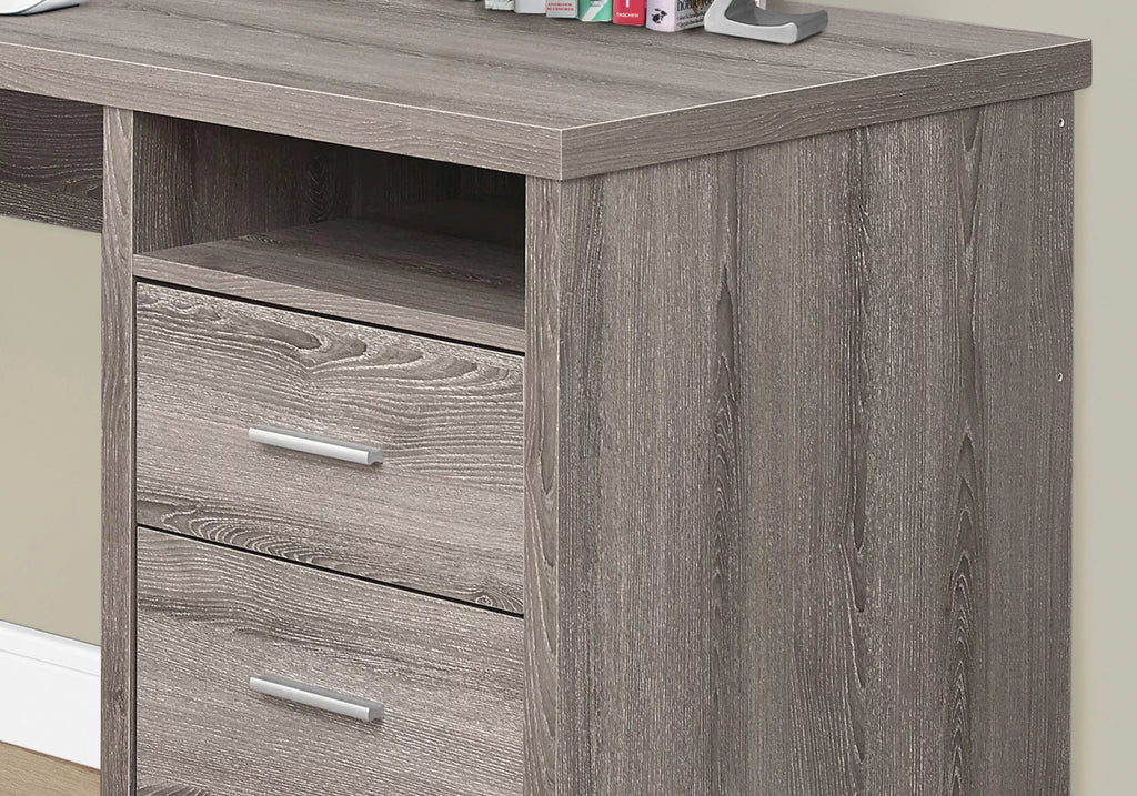 Corner Computer Desk, 80" L, Brown Laminate Z7374