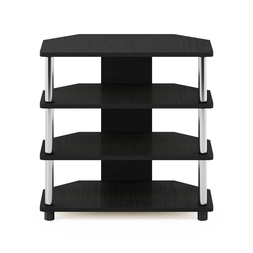 4-Tier Petite TV Stand, Americano, Stainless Steel Tubes A485325