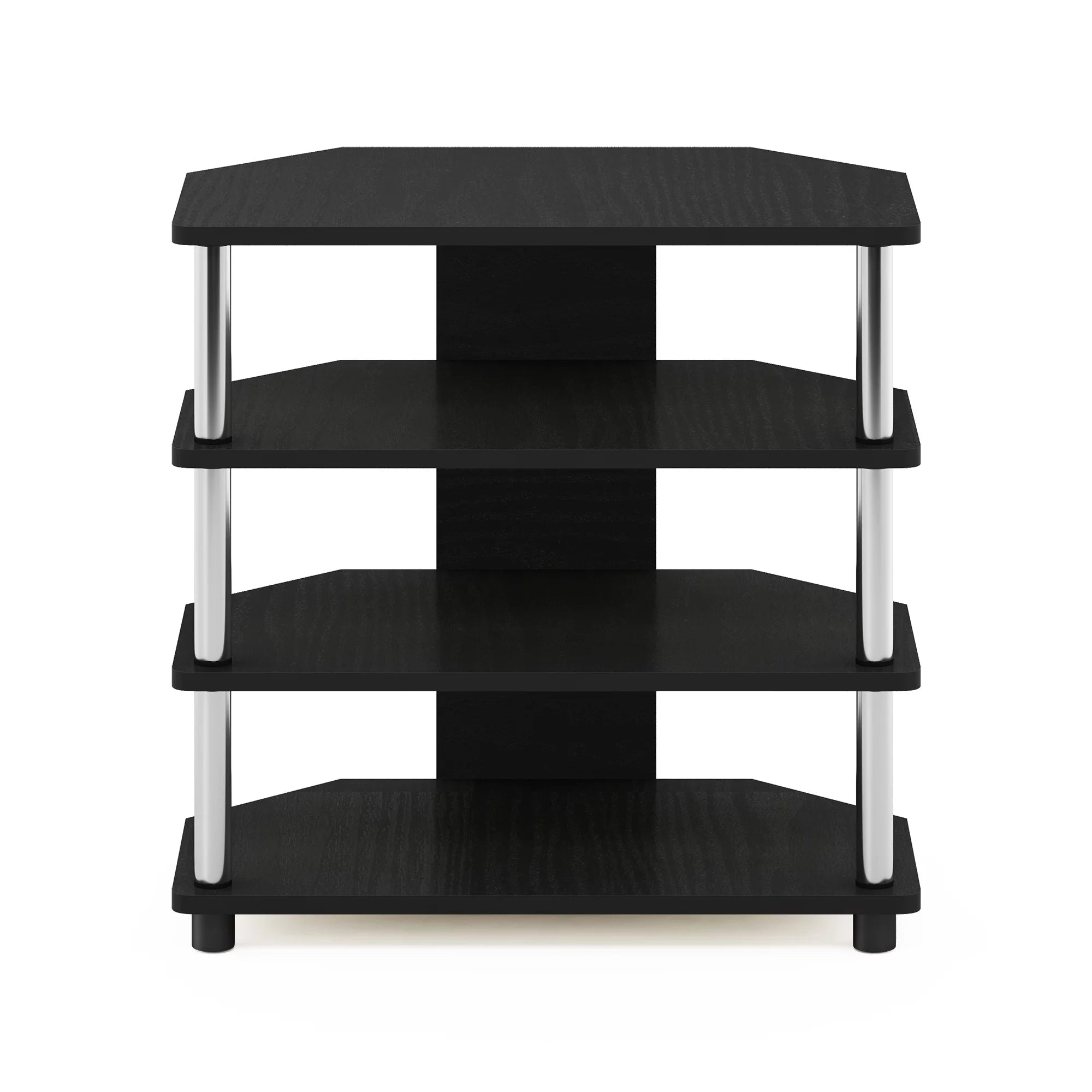 4-Tier Petite TV Stand, Americano, Stainless Steel Tubes A485325