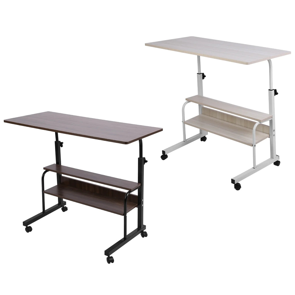 Mobile Laptop Table 3-Tier with Wheels, Height Adjustable, Beige S11889