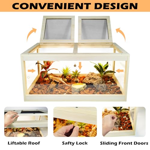 Reptile Terrarium Tank 32 Inch with Metal Mesh Roof and Lock Design N608