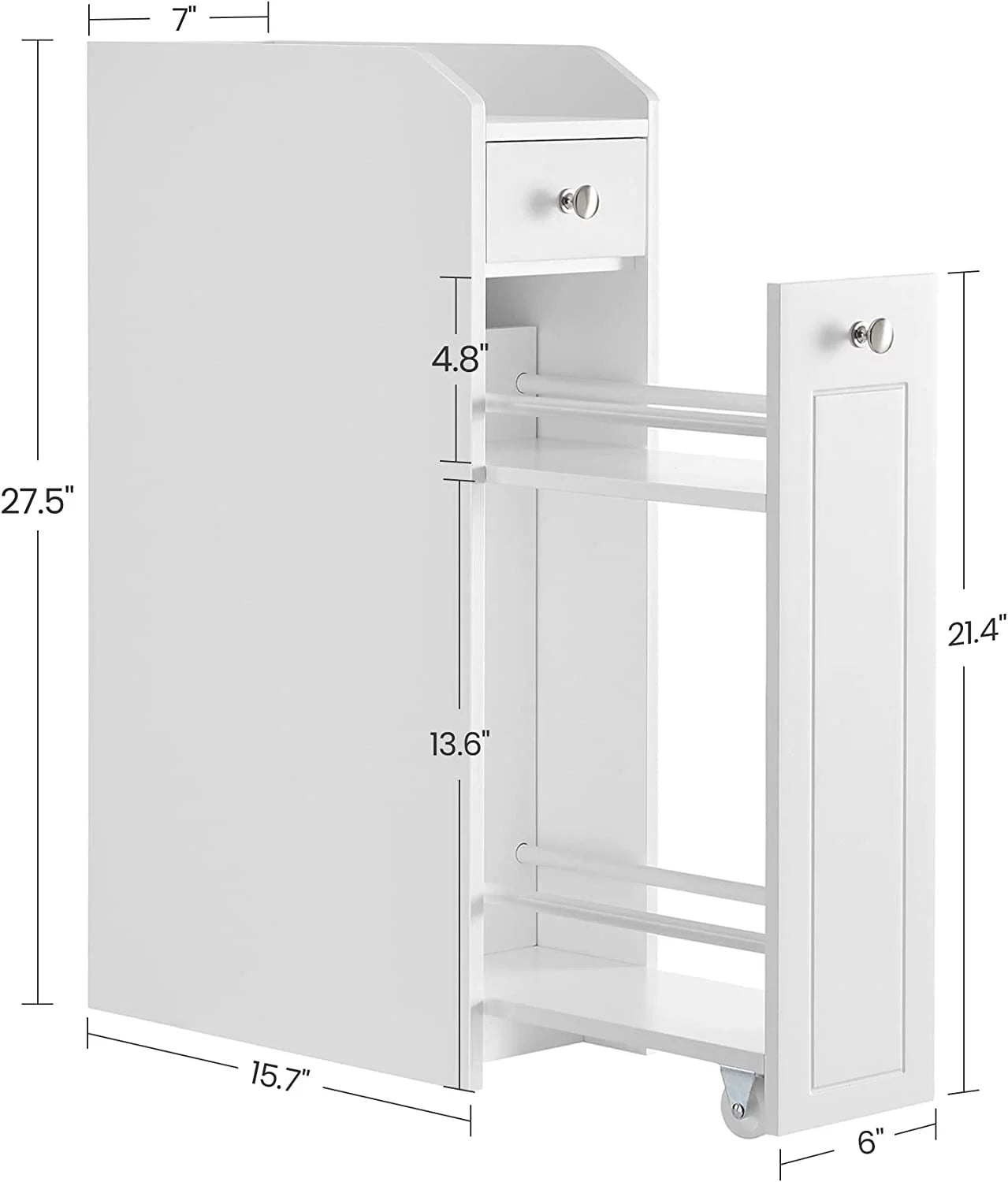 Small Bathroom Storage Cabinet with Slide Out Drawers, White S16404
