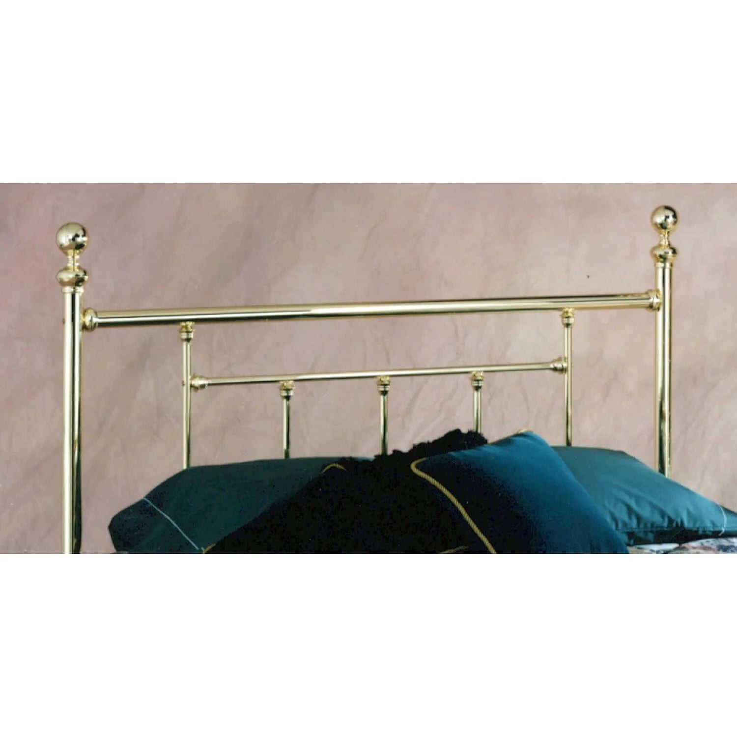 Brass Metal Headboard with Round Finials Queen A7972