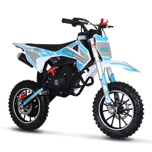 SYX MOTO Mini Motorcycle,Mini Dirt Bike 58cc 4-Stroke Pocket Rocket Pit Bike Gas Pocket Motorbike with Front Rear Disc Brakes,Pull Start,10" Tires