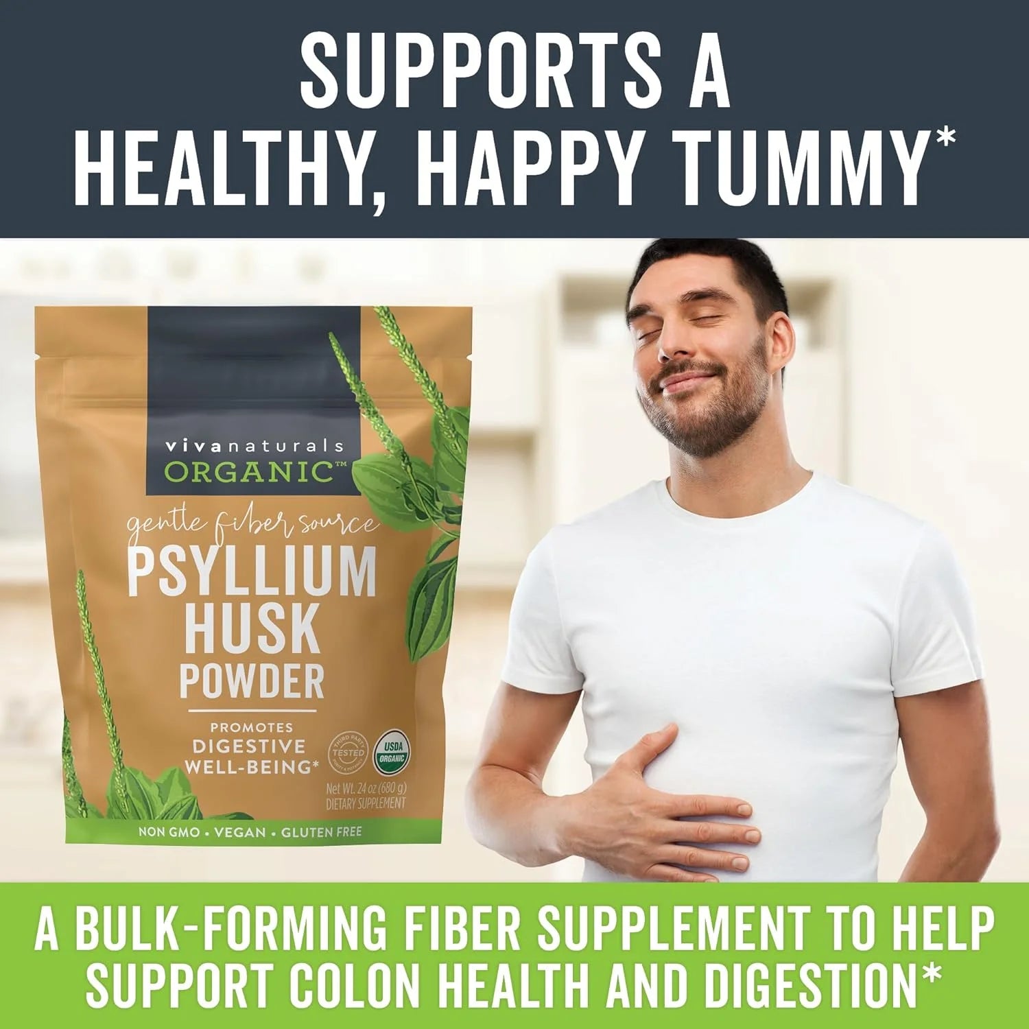 Organic Psyllium Husk Powder, Finely Ground Non-GMO Fiber Supplement L601136