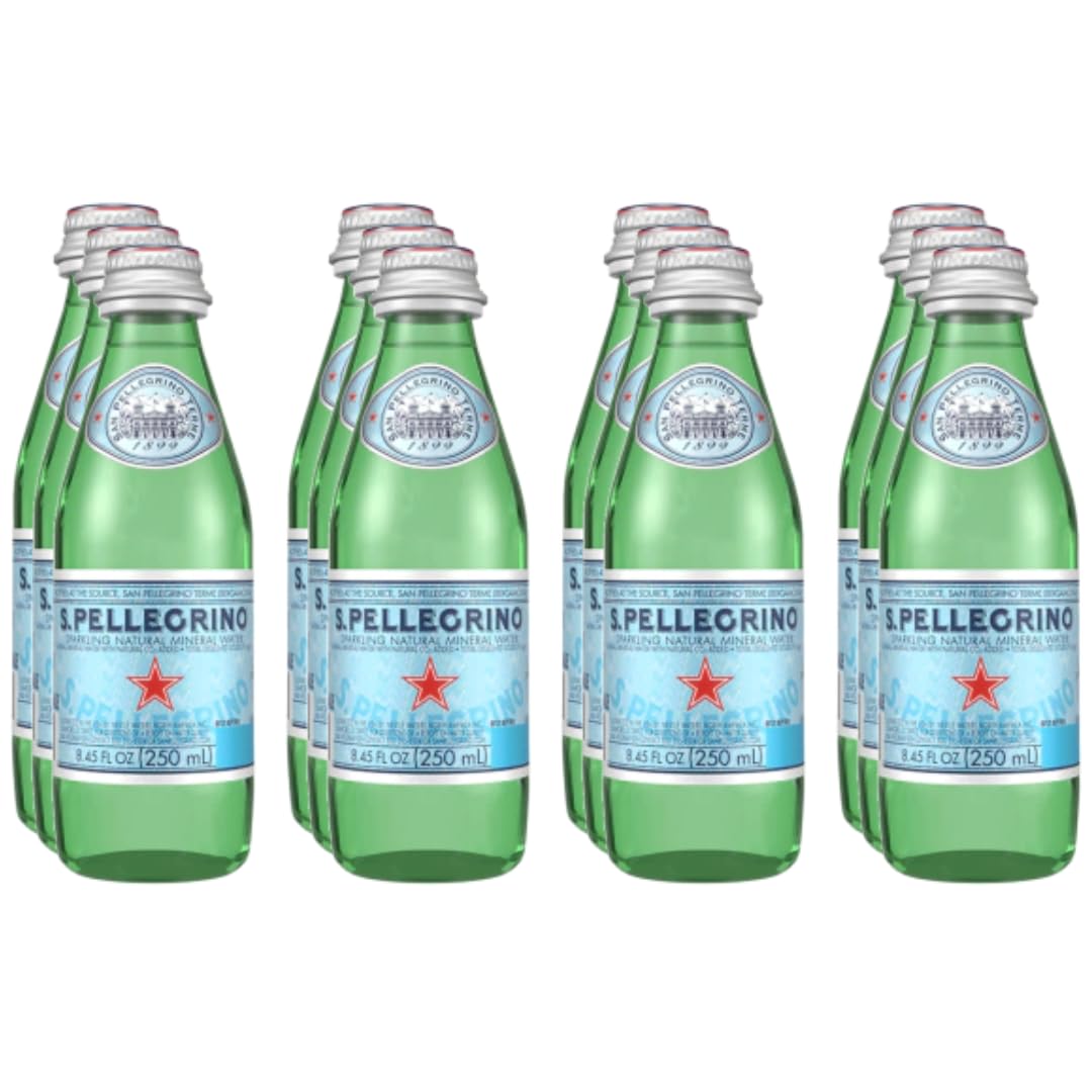 San-Pellegrino Sparkling Natural Mineral Water, 8.45 Fl Oz Glass Bottle (18 - Pack) (12 - Pack)