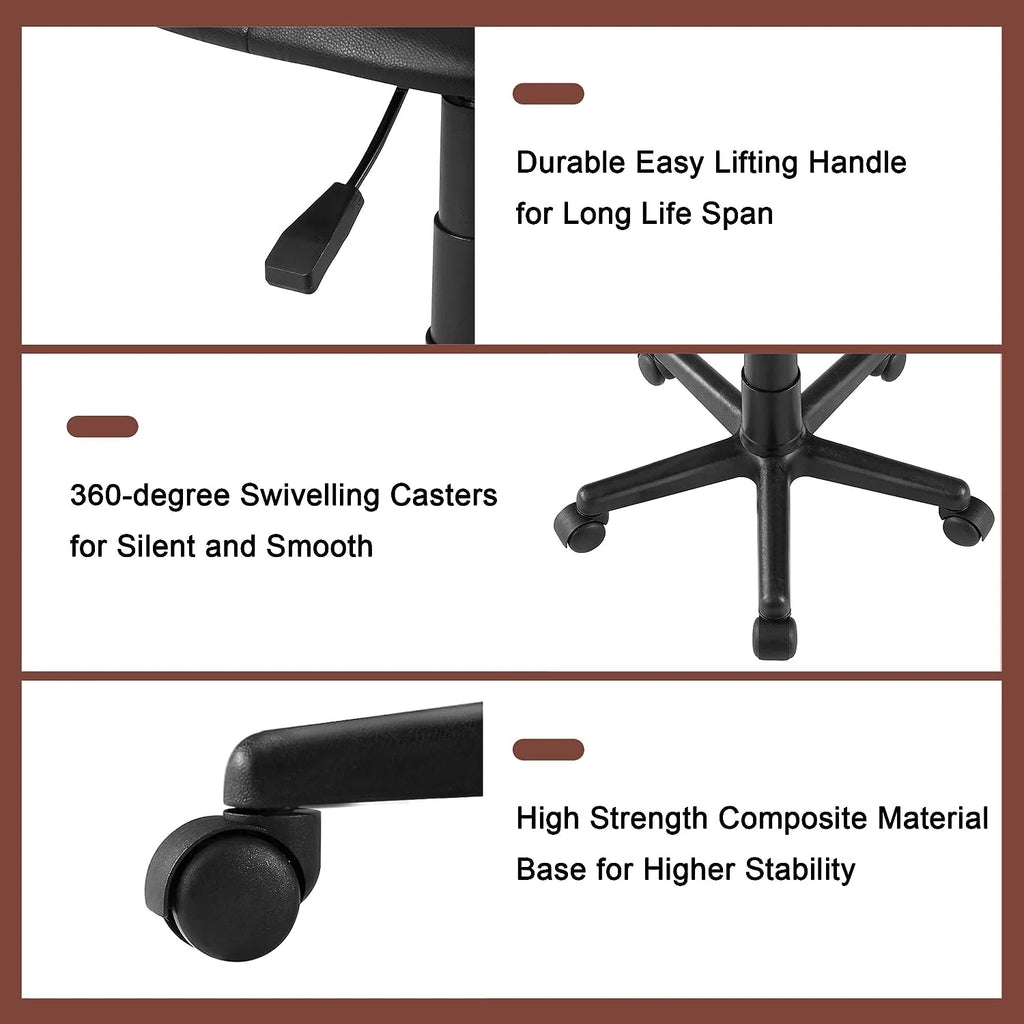 Armless Office Chair, Low-Back Adjustable Height Desk Chair, Black T211755
