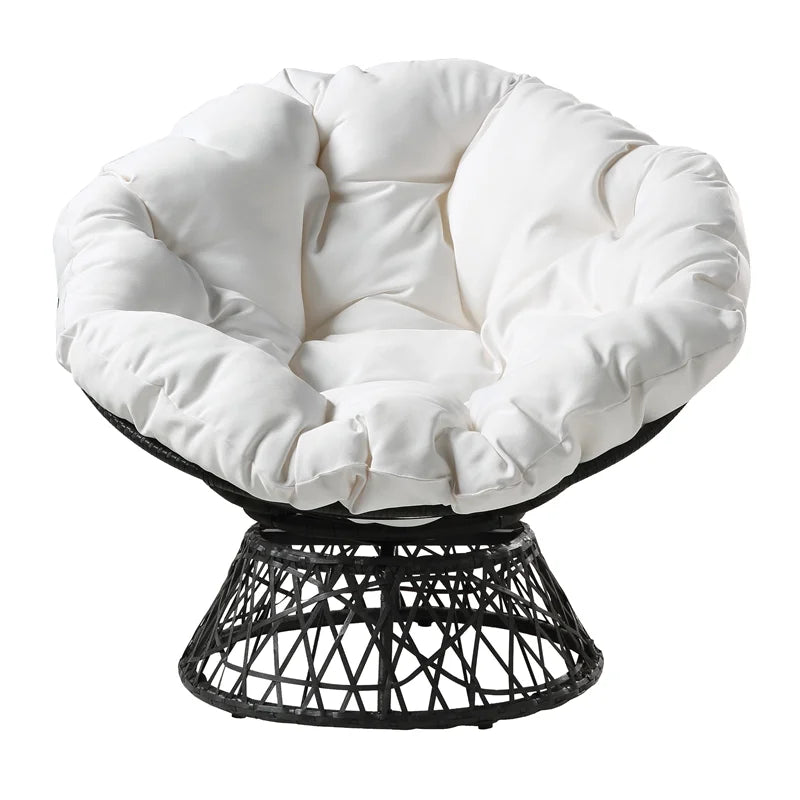 Papasan Chair with White Cushion and Black Frame X41982