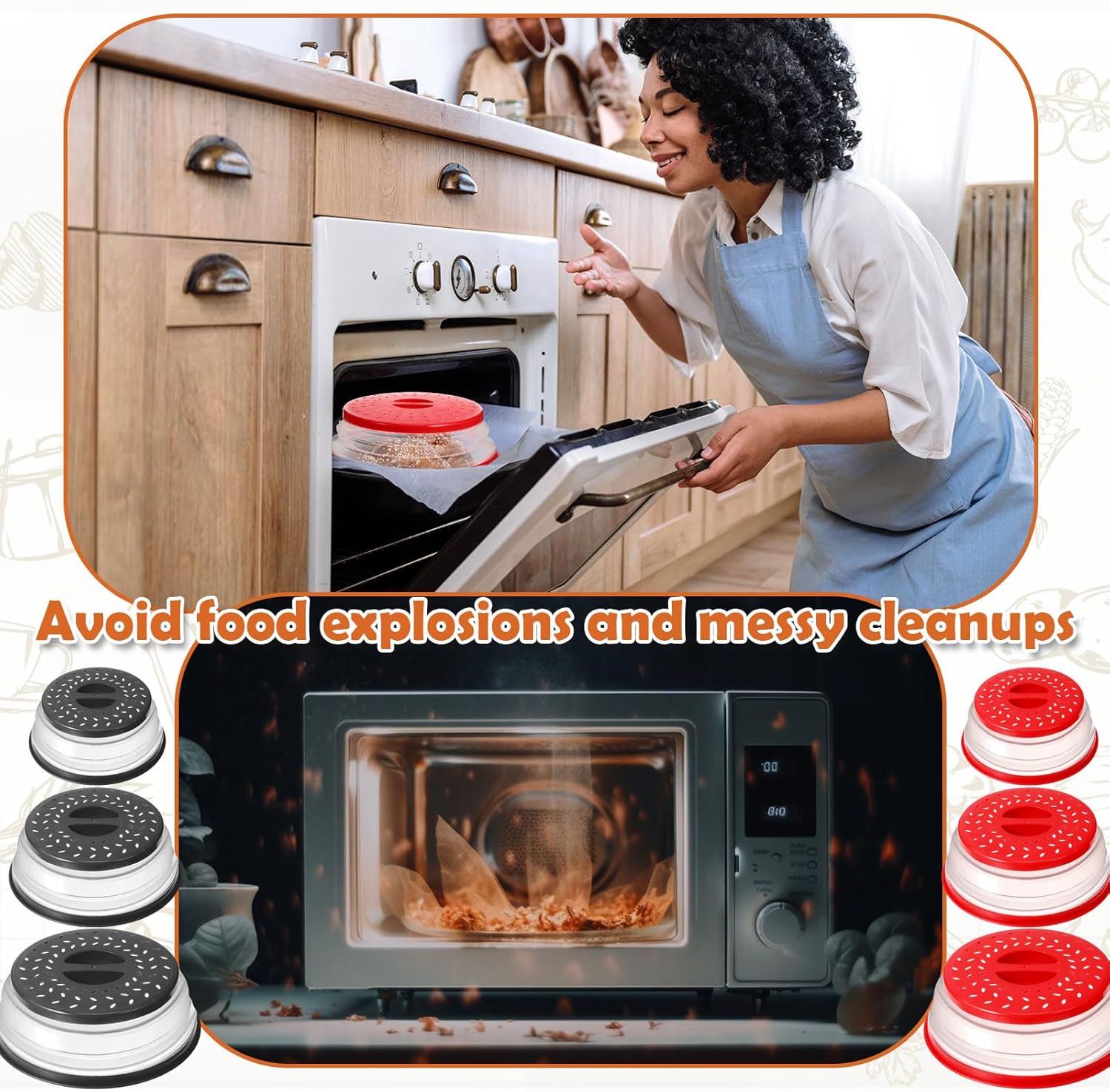 Collapsible Microwave Splatter Cover, 3 Sizes, BPA Free I8583