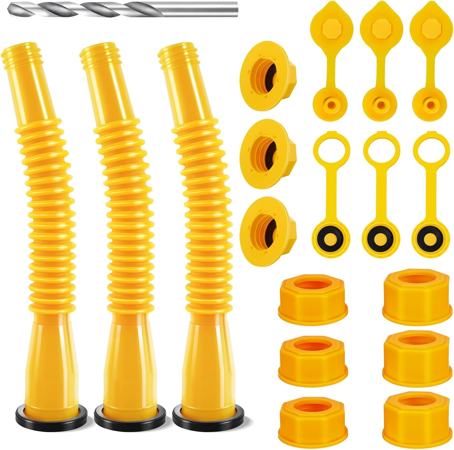 Gas Can Spout Replacement, Anti-Spill Gas Can Nozzle Replacement, 3-Kit Gas Can Spouts No Leaky, Upgraded Replacement Gas Can Spout with Flexible Nozzle, Gas Can Vent, Fit for Most 1/2/5/10 Gal Can