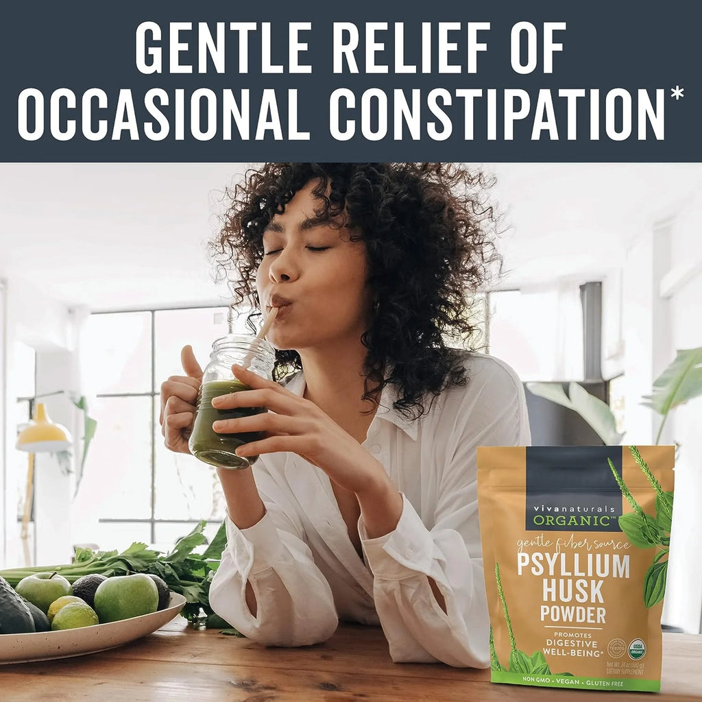 Organic Psyllium Husk Powder, Finely Ground Non-GMO Fiber Supplement L601136