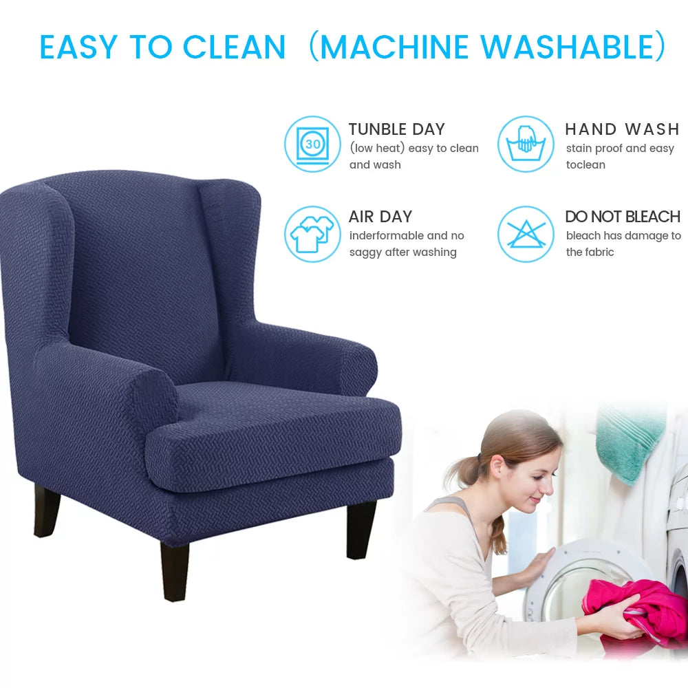 Wingback Chair Covers, 2 Piece Stretch Slipcovers S489733